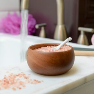 Sea Salt Bath Scrub next to the bathtub