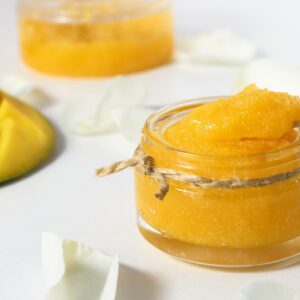 Sugar scrub with orange pieces